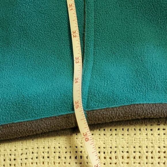 Vintage Reversible Sz 2X Gray/Teal Fleece Long Button Coat with Pockets - Picture 7 of 8